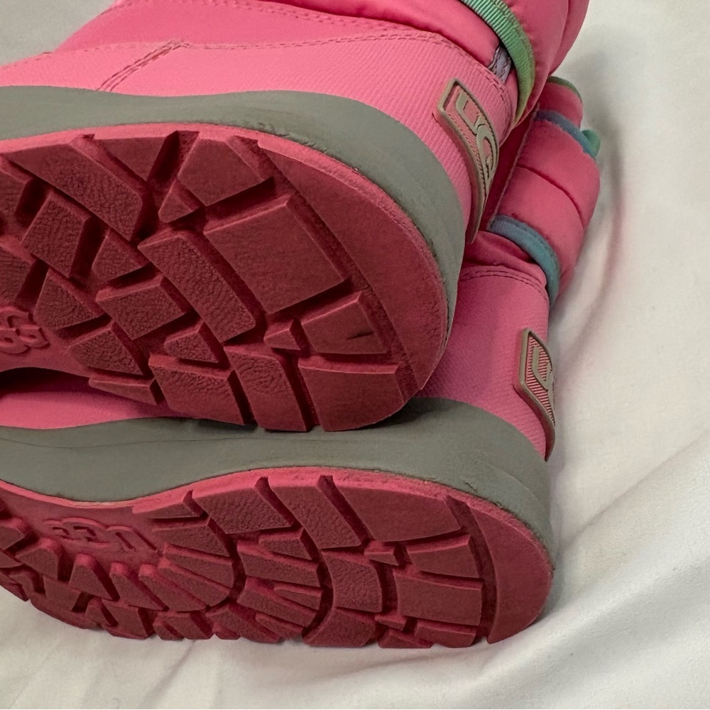 UGG Toty Weather Rainbow Waterproof Boots Pink Leather Nylon Sheepskin Insole - Picture 11 of 14